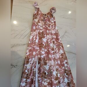 Japna Signature Brown And Pink Ruched Dress